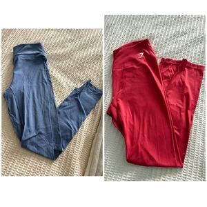 2 Gymshark Leggings Red Light Blue High Waisted Women’s Medium
